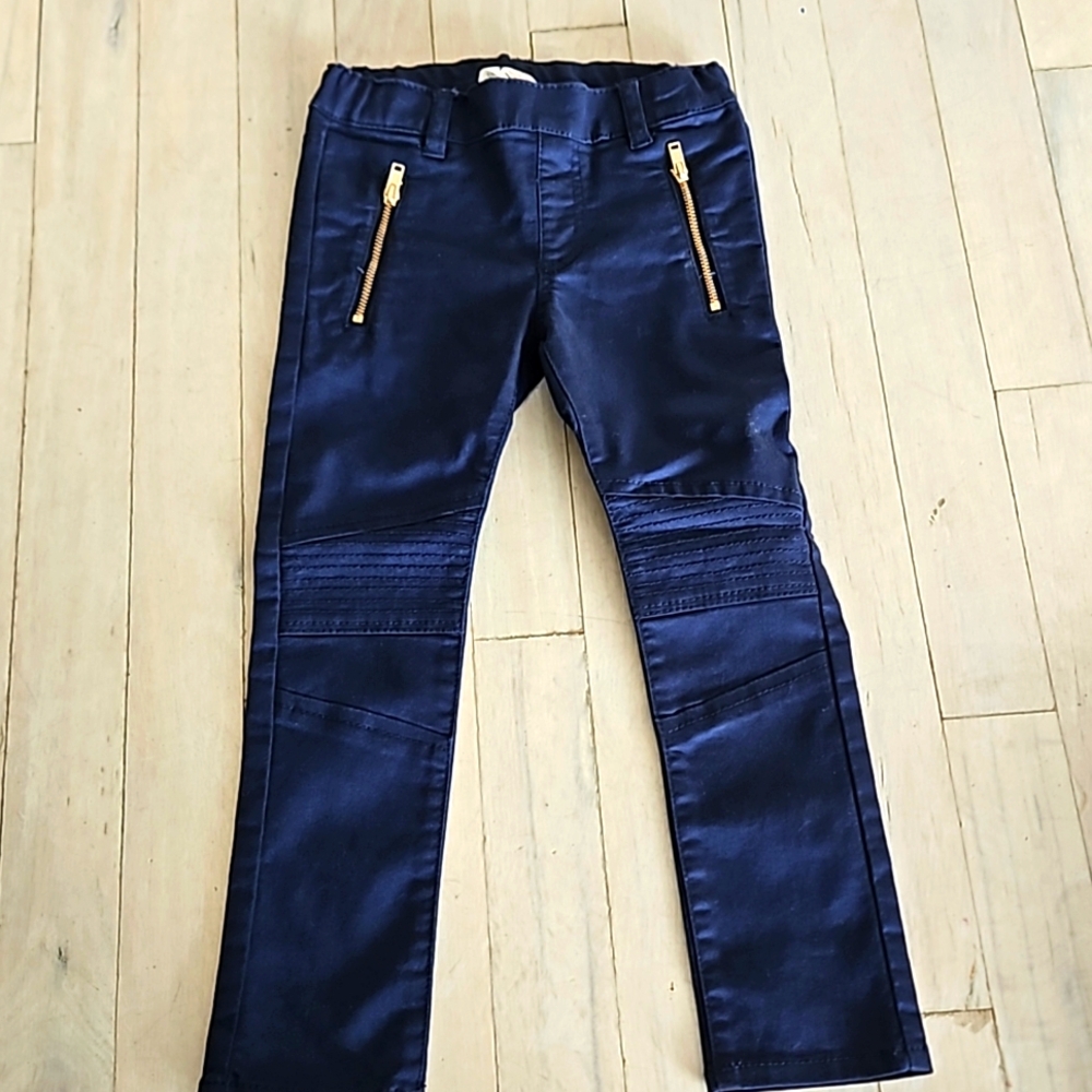 Navy stitch detail straight leg pants